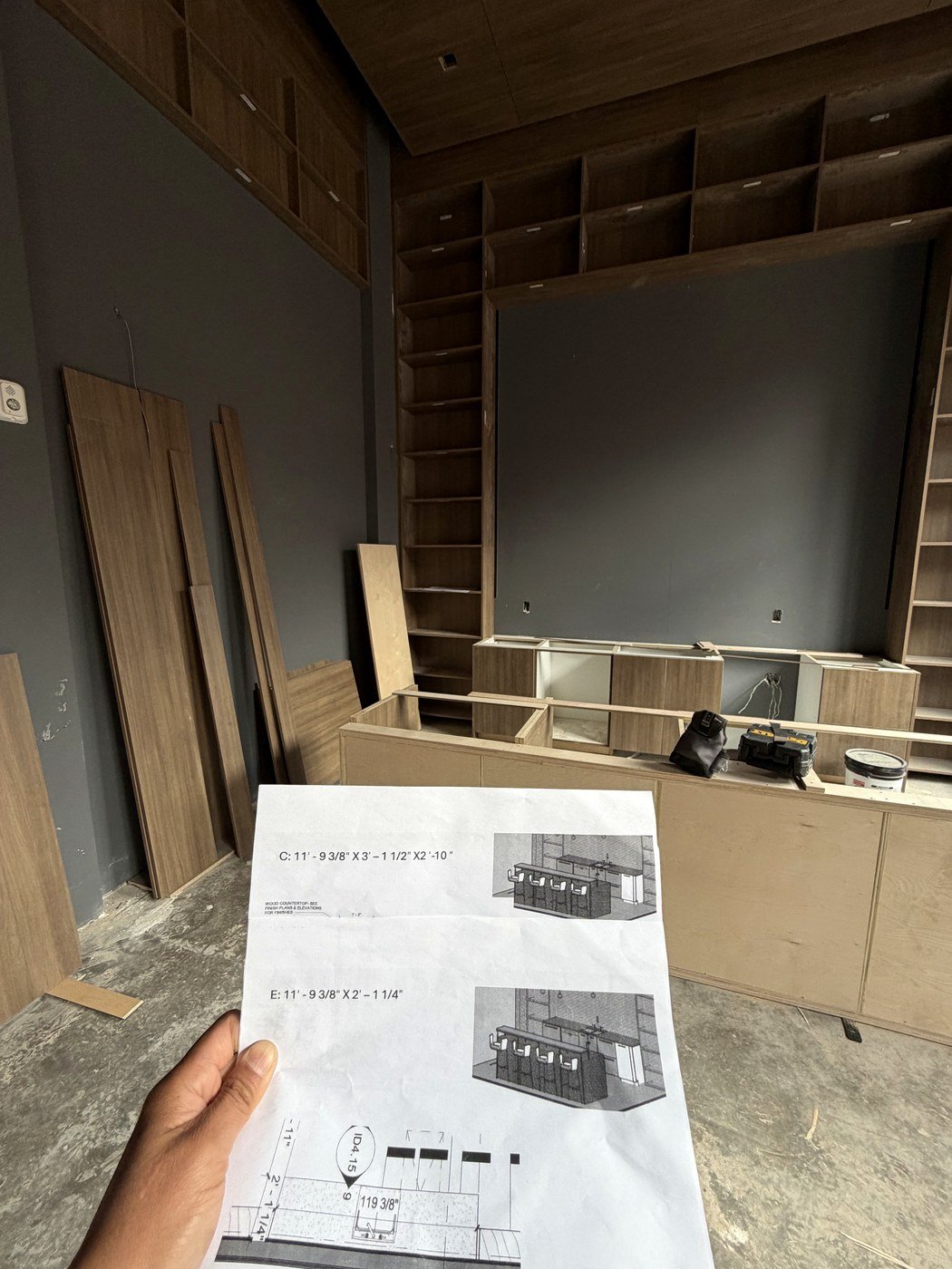 Cabinet layout review during installation