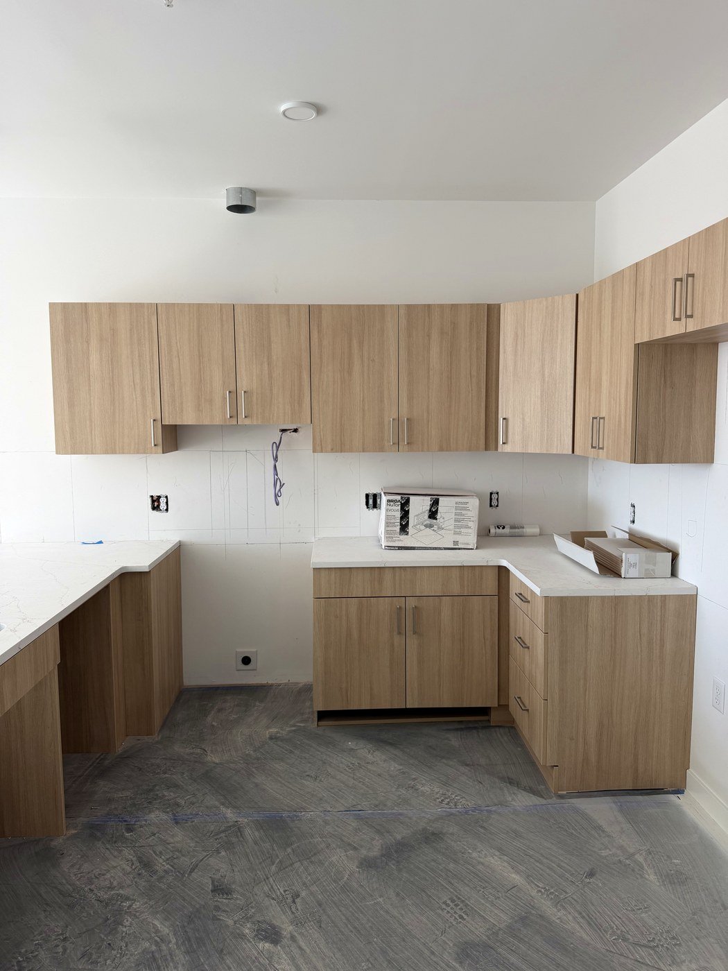 Light wood cabinet installation