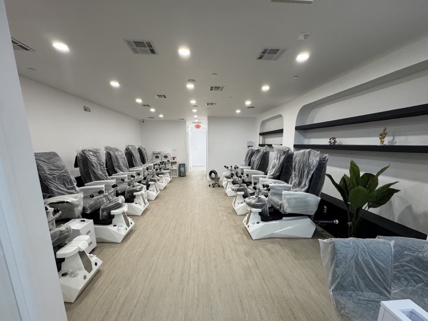 Finished nail salon pedicure seating area