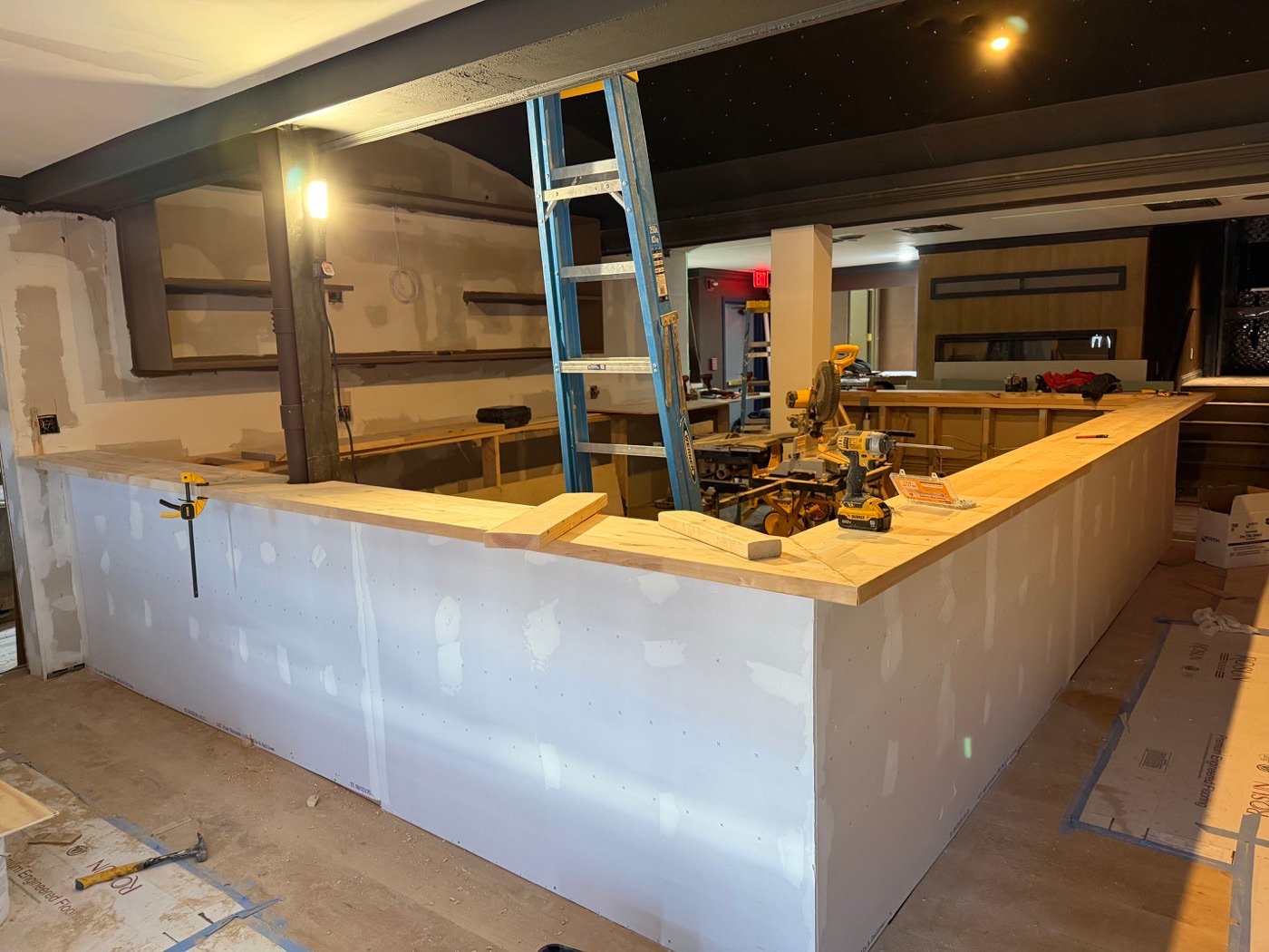 Restaurant bar counter under construction