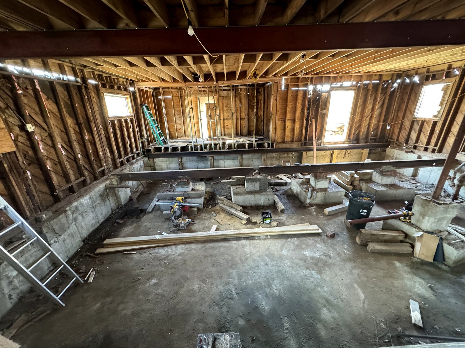 Wide interior framing and rough-in work