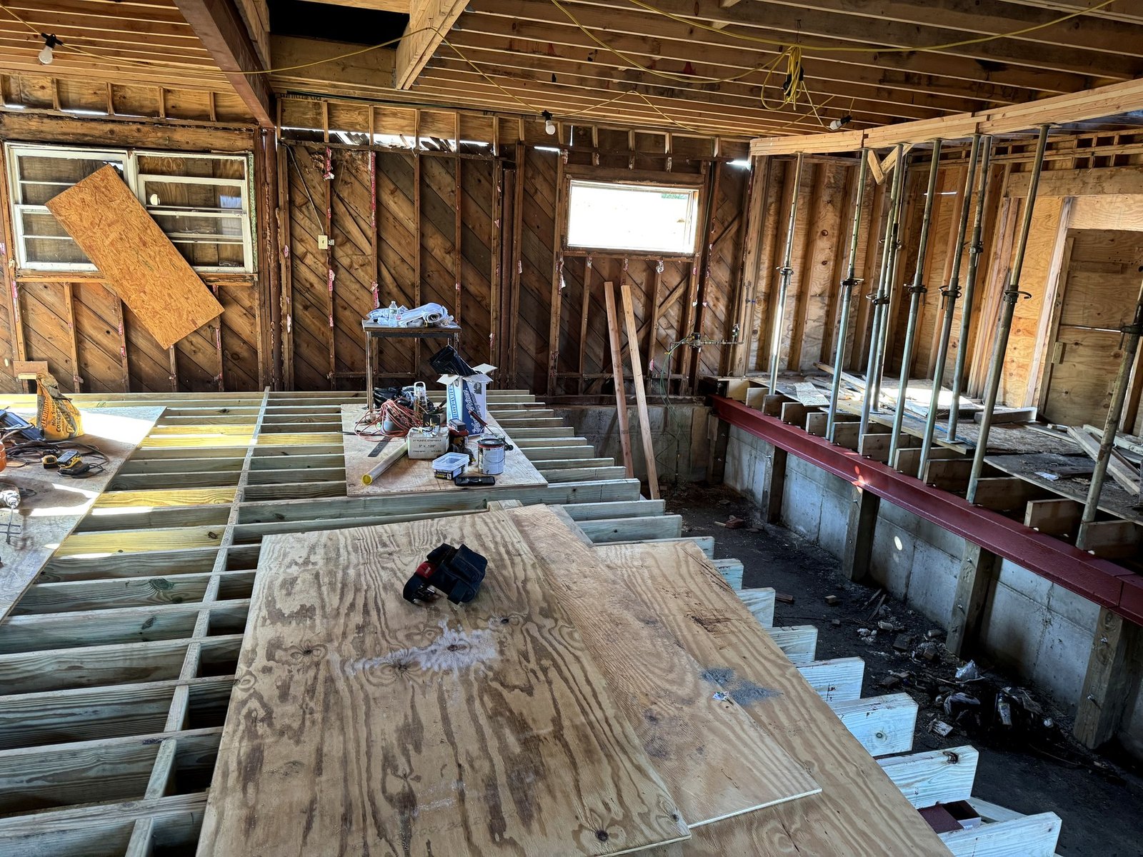 Structural framing with stair opening