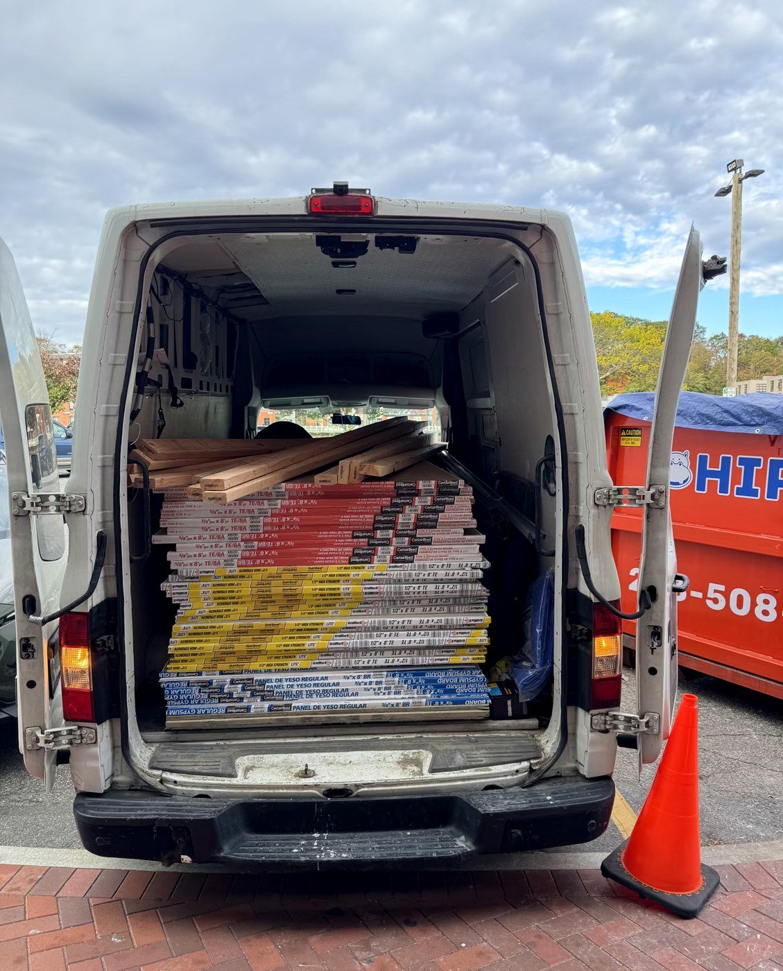 Material delivery truck at job site