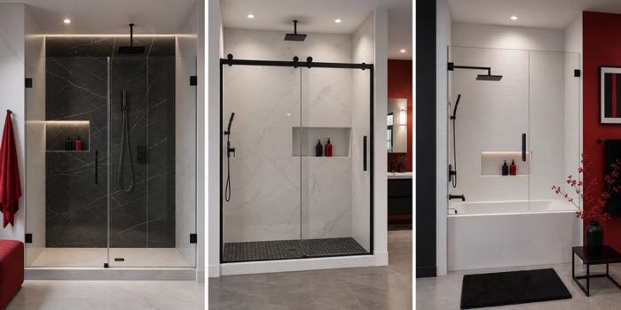 Frameless shower glass enclosure